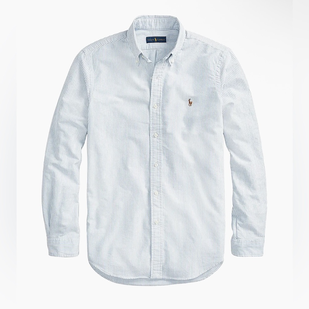 Classic Ralph Lauren Light Blue & White Pinstripe Oxford Shirt